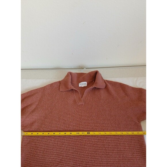 Olive + Oak Womens Sweater Pink Small Collared Tight Knit Bohemian Peasant - Picture 10 of 15